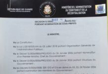MATD : Le ministre Ibrahima Kalil Condé nom plusieurs sous-préfets ( arrêté)